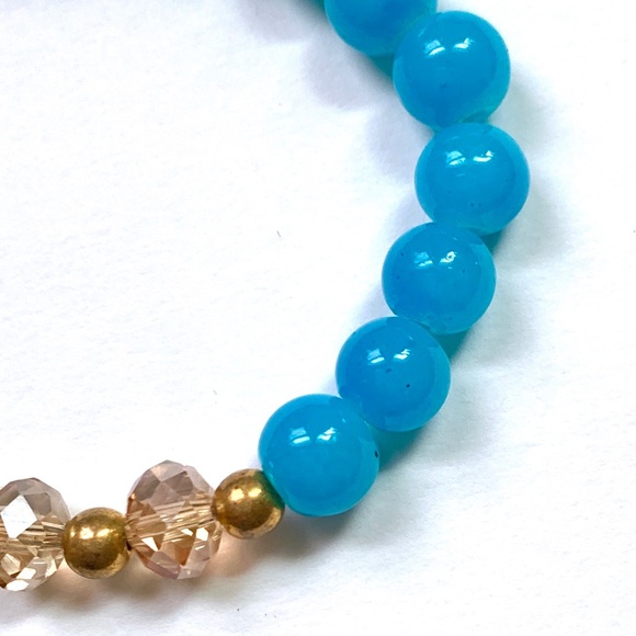 Caged Crystals Stretch Gold Tone Bracelet - Picture 6 of 6